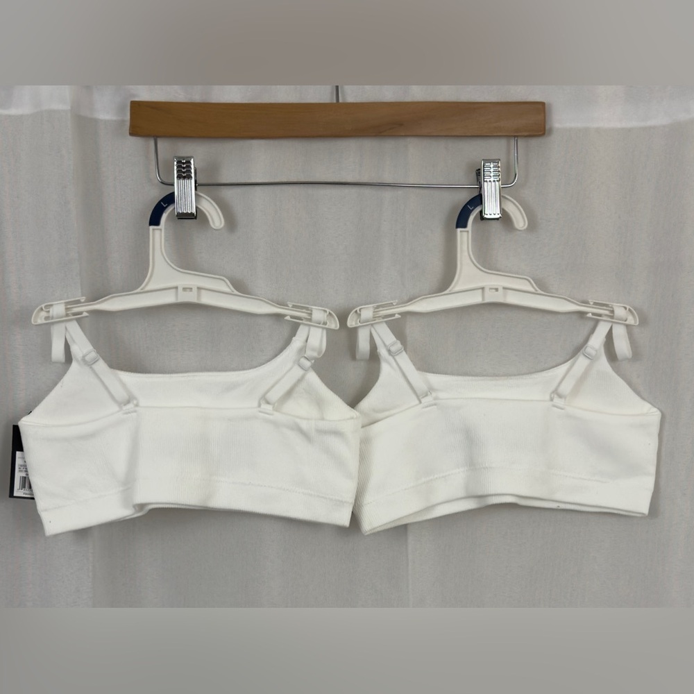 Art Class Girls (Set of 2)White Ribbed Pullover Bralette Adjustable Straps Large - Picture 6 of 8